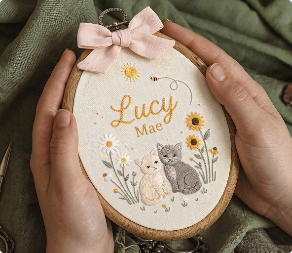 Personalized Lucy Mae embroidery hoop